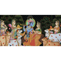 Pichwai Painting ~ Krishna with Gopis { 3 X 4 Feet }